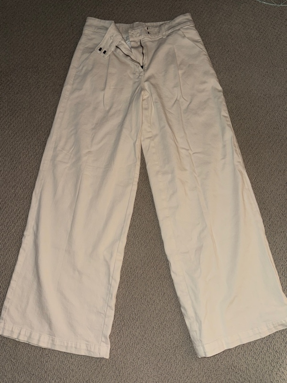 American Eagle Women’s Wide-Leg Cream trouser Pants - linen